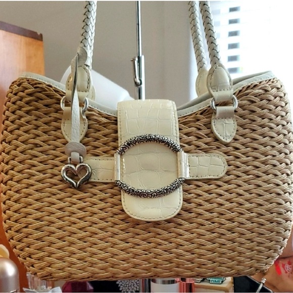 Brighton Tan and White Woven Shoulder Bag - Picture 2 of 9